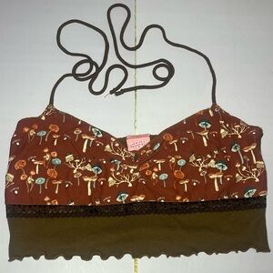 Lava Princess XL Handmade Mushroom Princess Halter Crop Top Cottagecore Fairy
